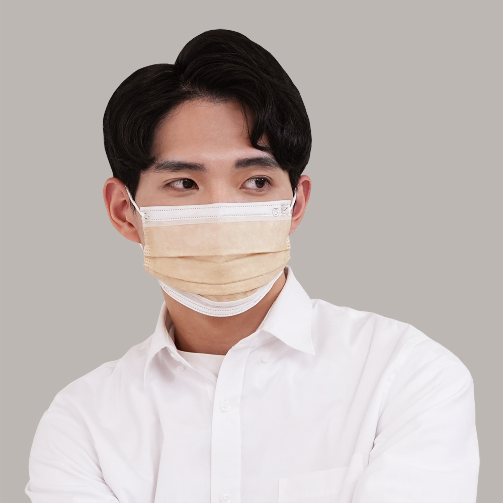 鉅瑋醫療口罩X珊瑚壓紋-奶茶杏(50片/盒)