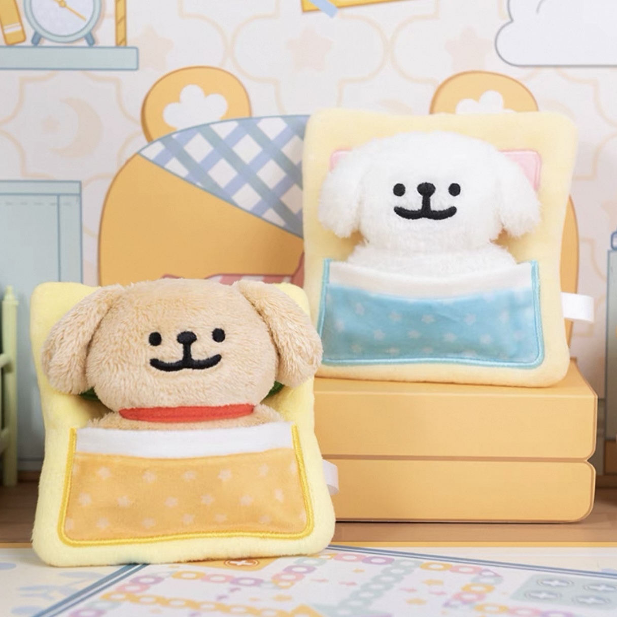 代購 MALTESE 線條小狗 睡袋吊飾 收納袋 兩用 毛絨玩具 送禮 小玩偶