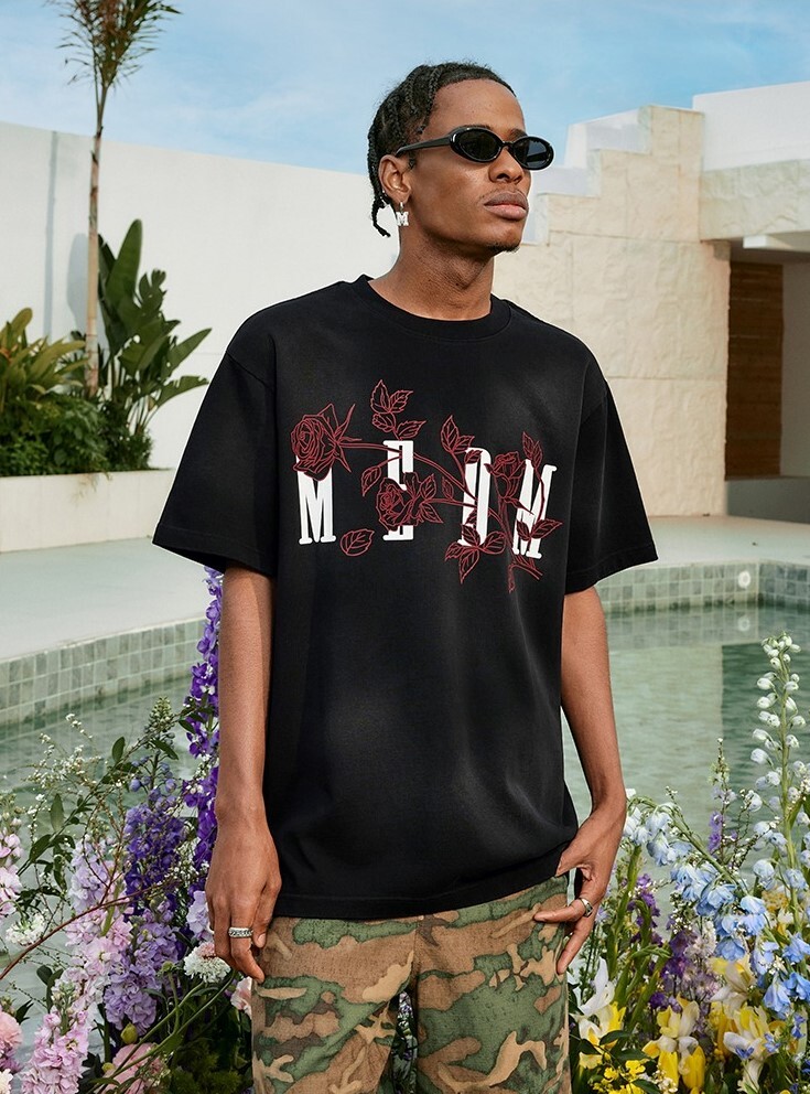 MEDM 水洗  玫瑰枝條 短袖 T