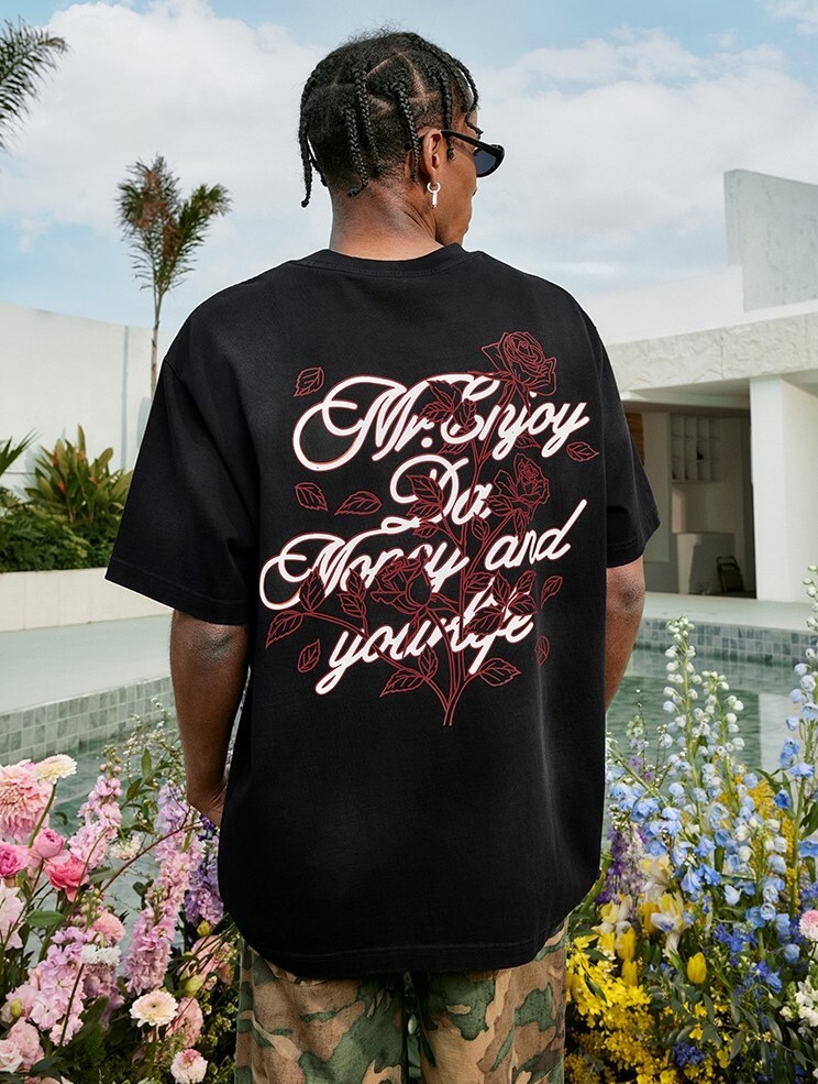 MEDM 水洗  玫瑰枝條 短袖 T