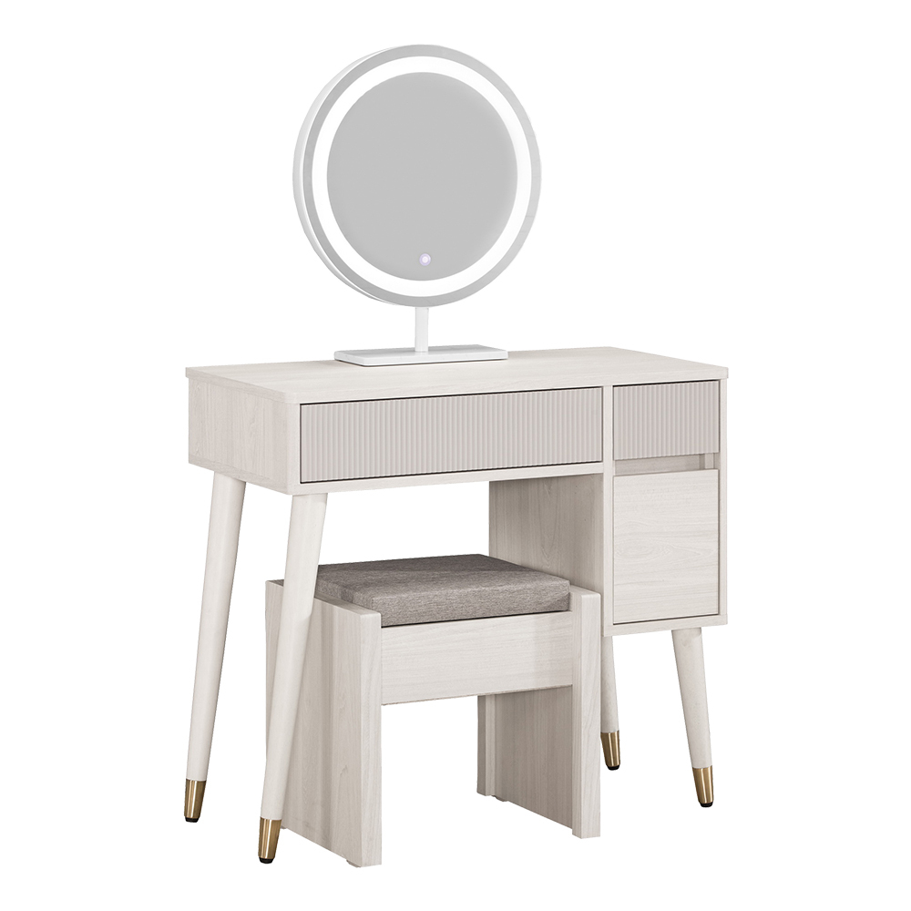 柏倫2.7尺化妝桌/鏡台/梳妝台(附LED觸控式化妝鏡+收納化妝椅)