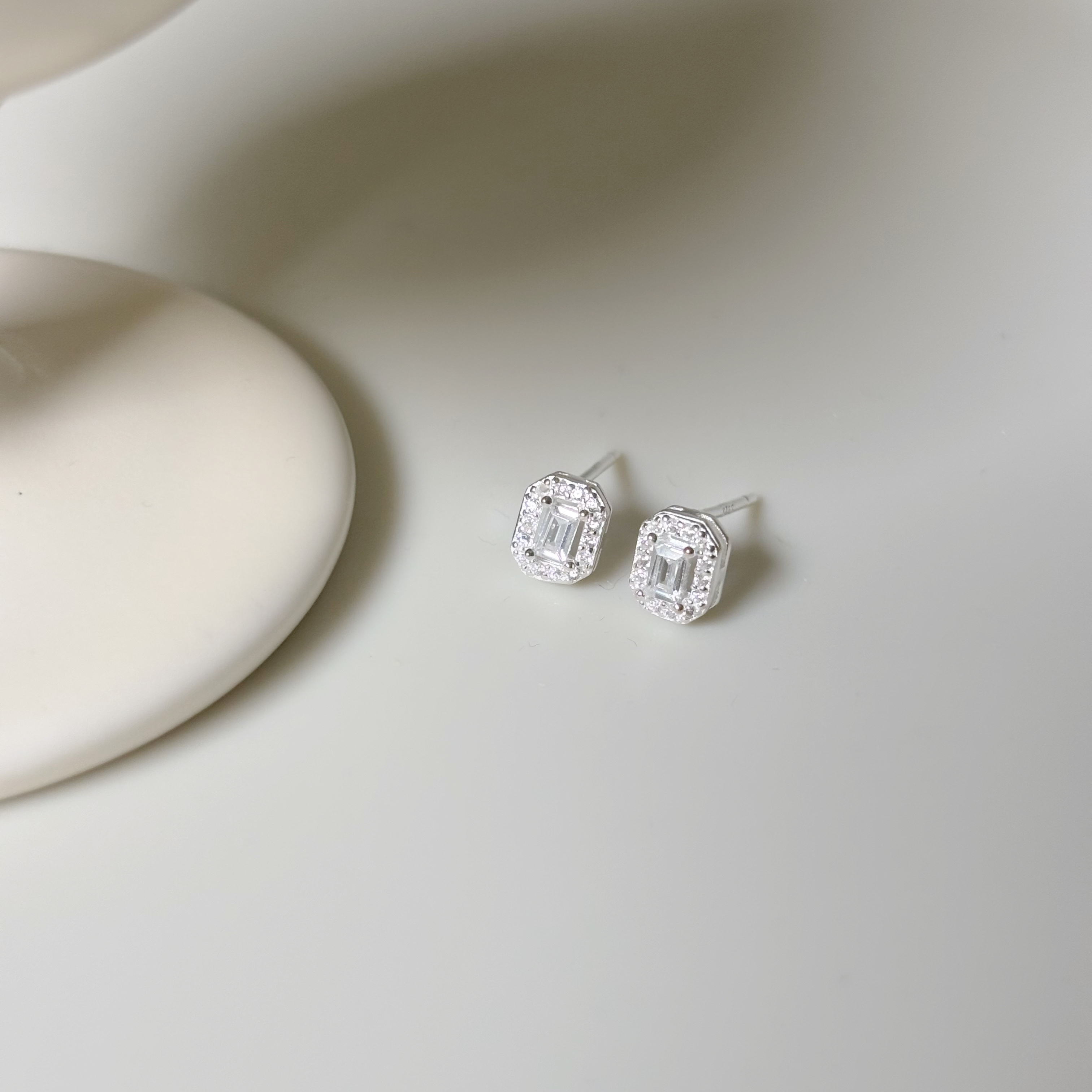 華麗八邊形鋯石耳環