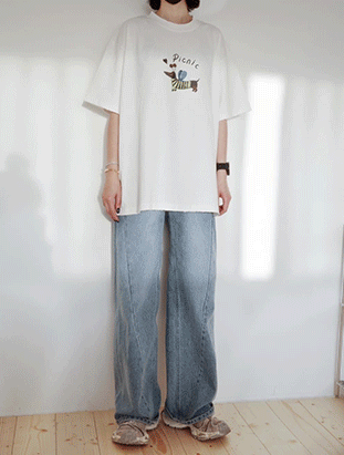 春夏新款/可愛插畫水洗長版上衣 MANIFEST正韓🇰🇷