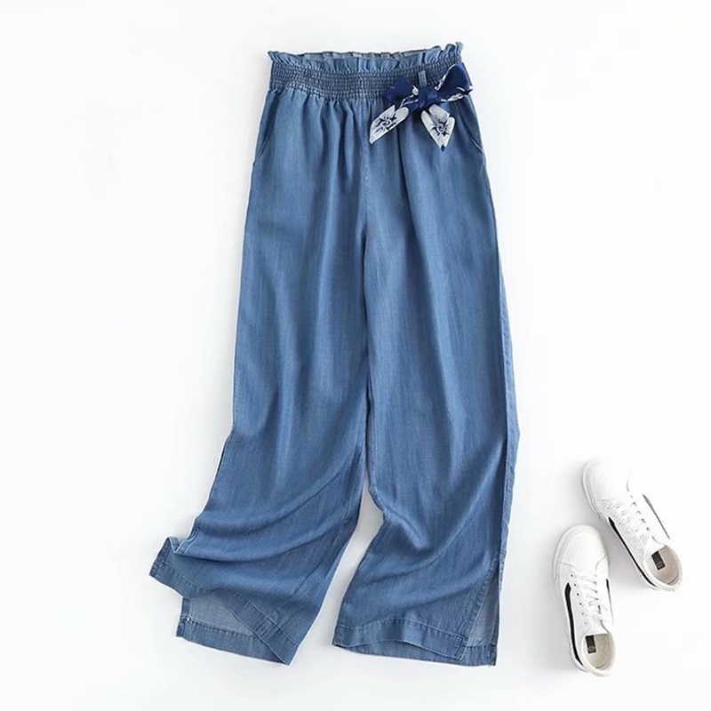 造型綁帶天絲牛仔褲 兩色