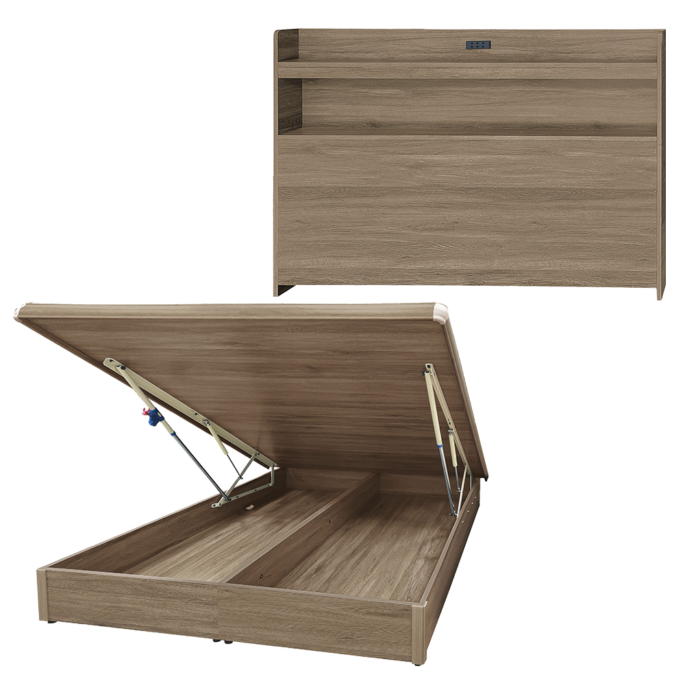 瓦特爾3.5尺單人/5尺雙人後掀床組/收納型尾掀床組