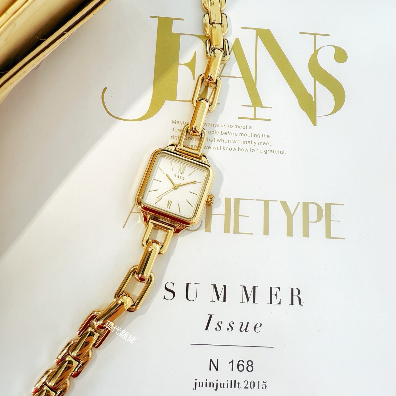 【FOSSIL】Colleen 耀金璀璨鏈刻女錶BQ5008 25mm 現代鐘錶