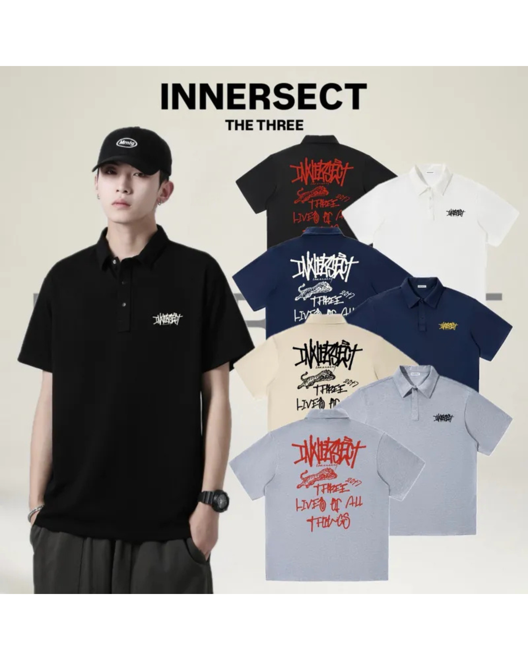 陳冠希 Clot INNERSECT 三生萬物 復古塗鴉老虎 立領 POLO衫 短袖上衣 男女同款 短T 短TEE INA25SSTTEZ031C