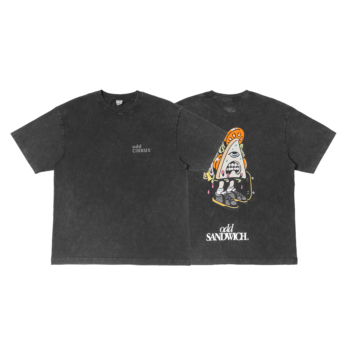 odd CIRKUS × RFW odd SANDWICH TSHIRT Black 圖像短Tee / 水洗黑
