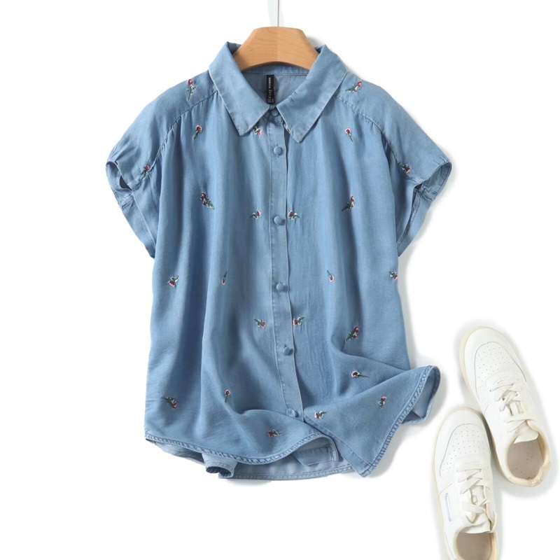 天絲繡花牛仔上衣 兩色