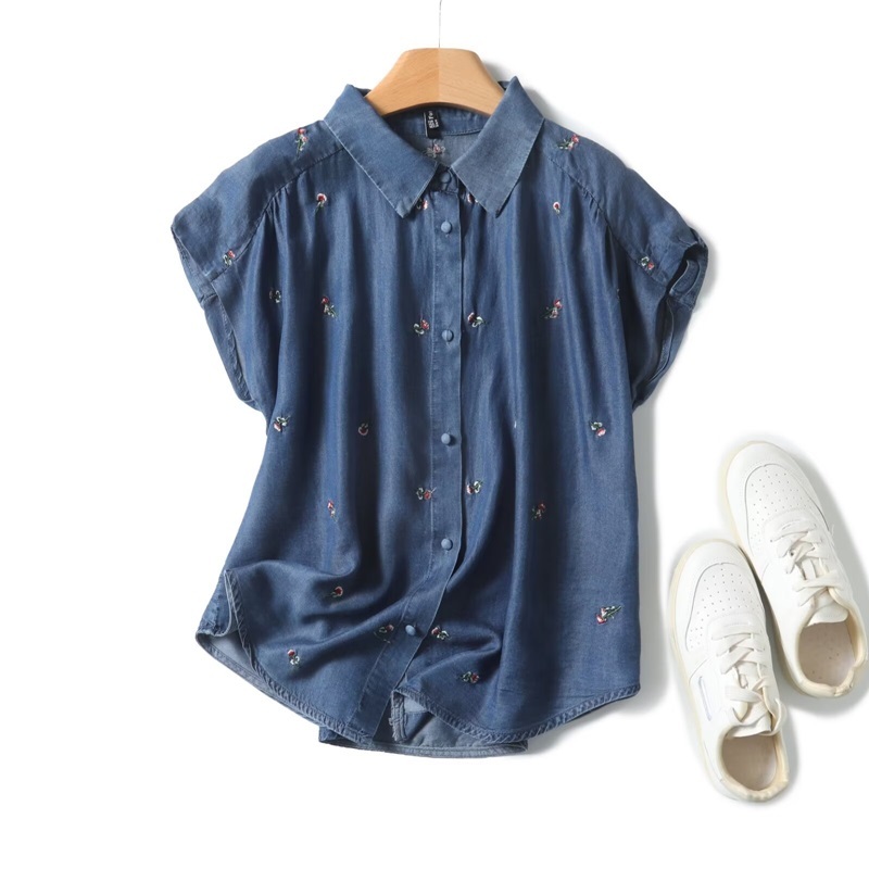 天絲繡花牛仔上衣 兩色