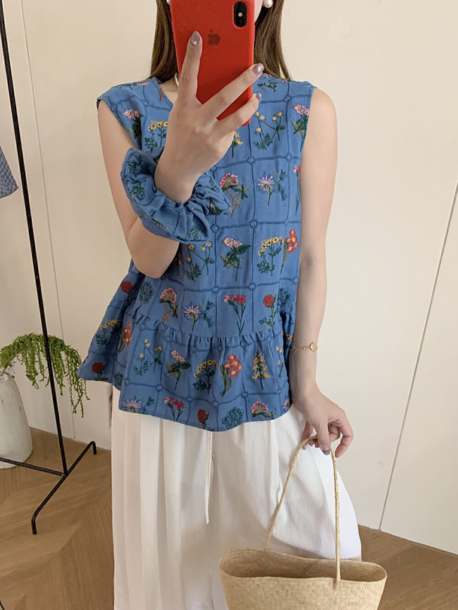 💝新品💝翩翩飛舞的花朵精靈們-精緻刺繡(附髮圈)-現貨