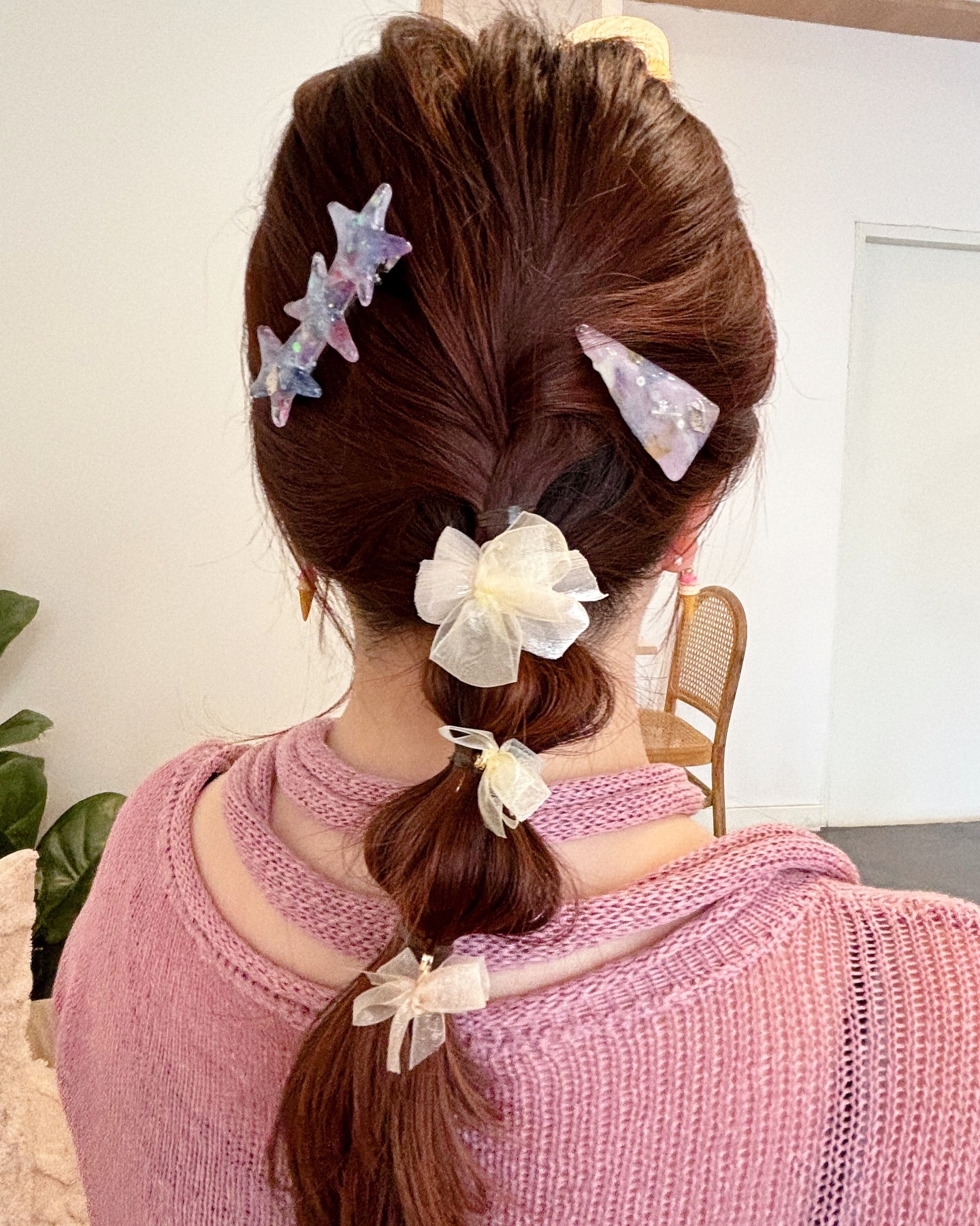 網紗蝴蝶結迷你髮圈插