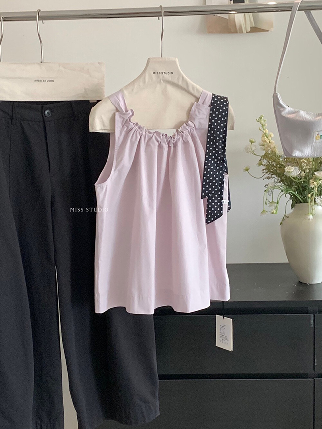 💝新品💝清涼一夏領口抓皺背心-預購