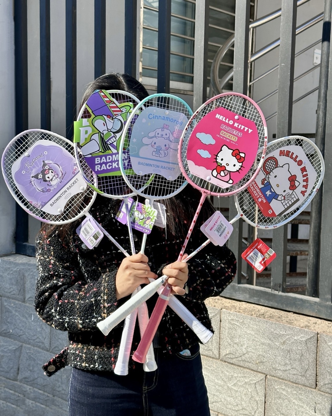 <正版授權>三麗鷗 美樂蒂 聯名 羽毛球拍 全碳素 超輕專業 雙拍套裝