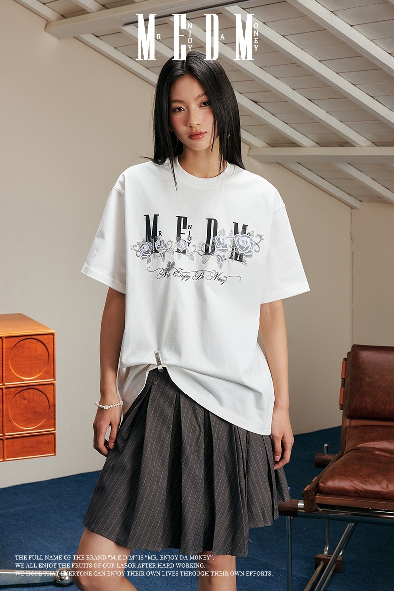 MEDM 冰錐玫瑰 刺繡 短袖 T