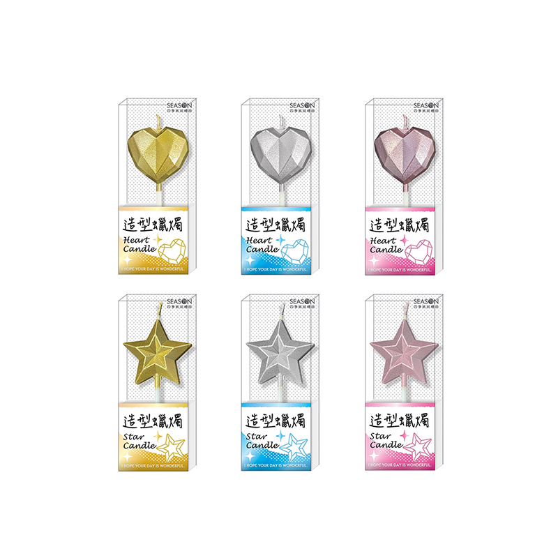四季紙品 造型蠟燭 愛心 星星 金屬質感 【GL038 GL039】