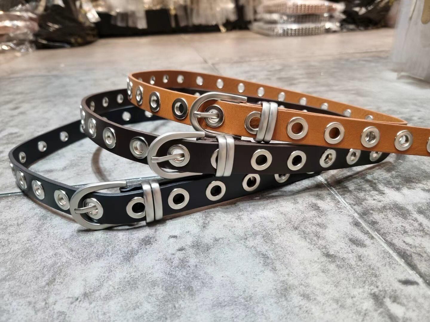 銀扣真皮皮帶 A0025