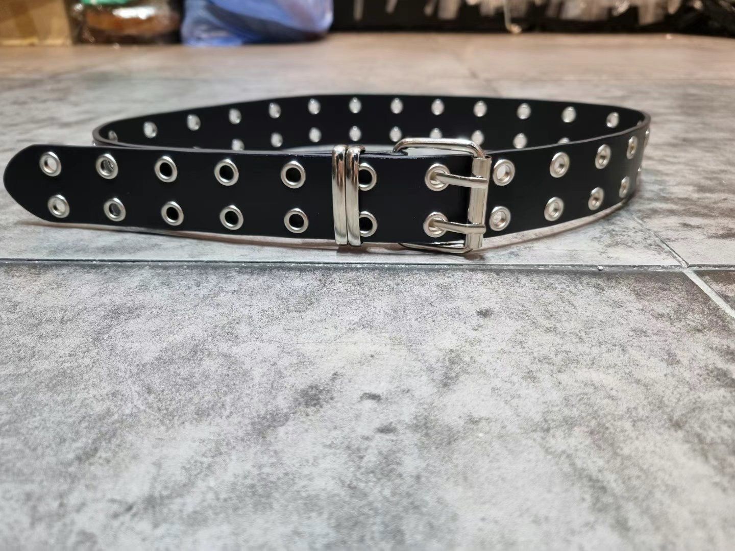 銀扣真皮皮帶 A0026