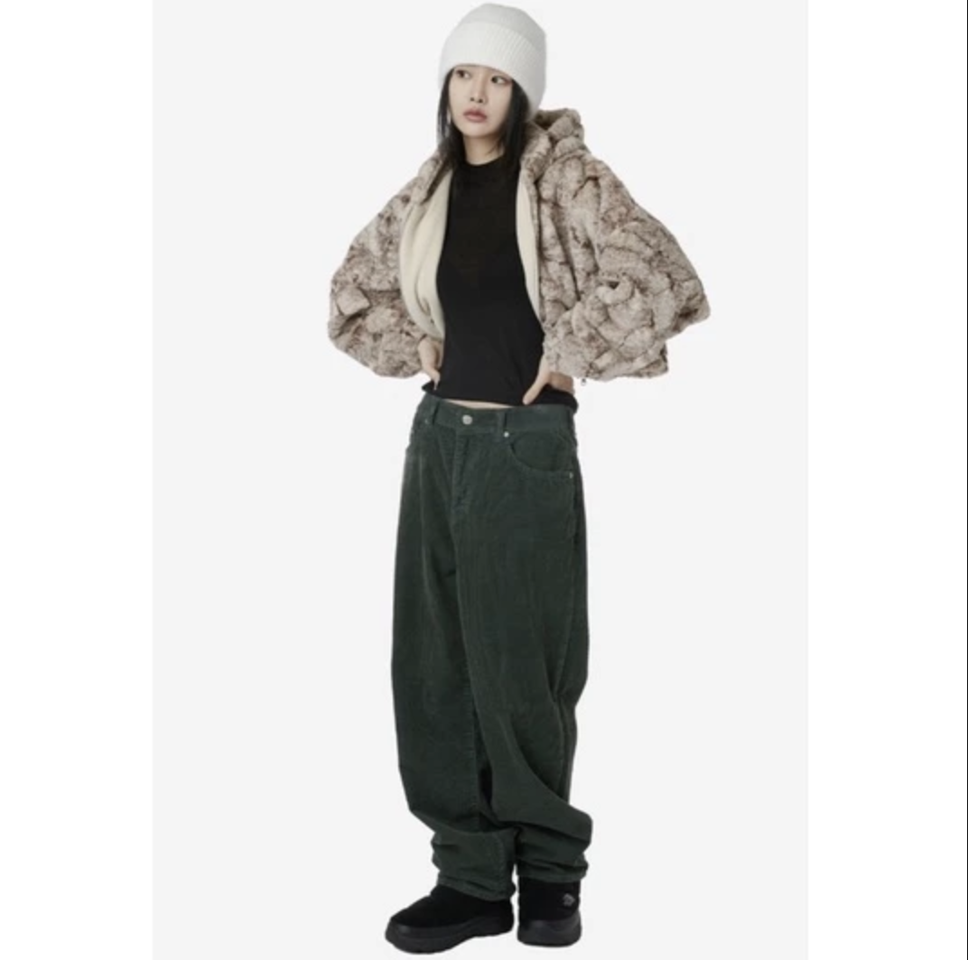 韓國 Raucohouse (SALE) 復古質感燈芯絨長褲 落地褲 闊腿褲 復古 質感 燈芯絨 長褲 修腿 線條