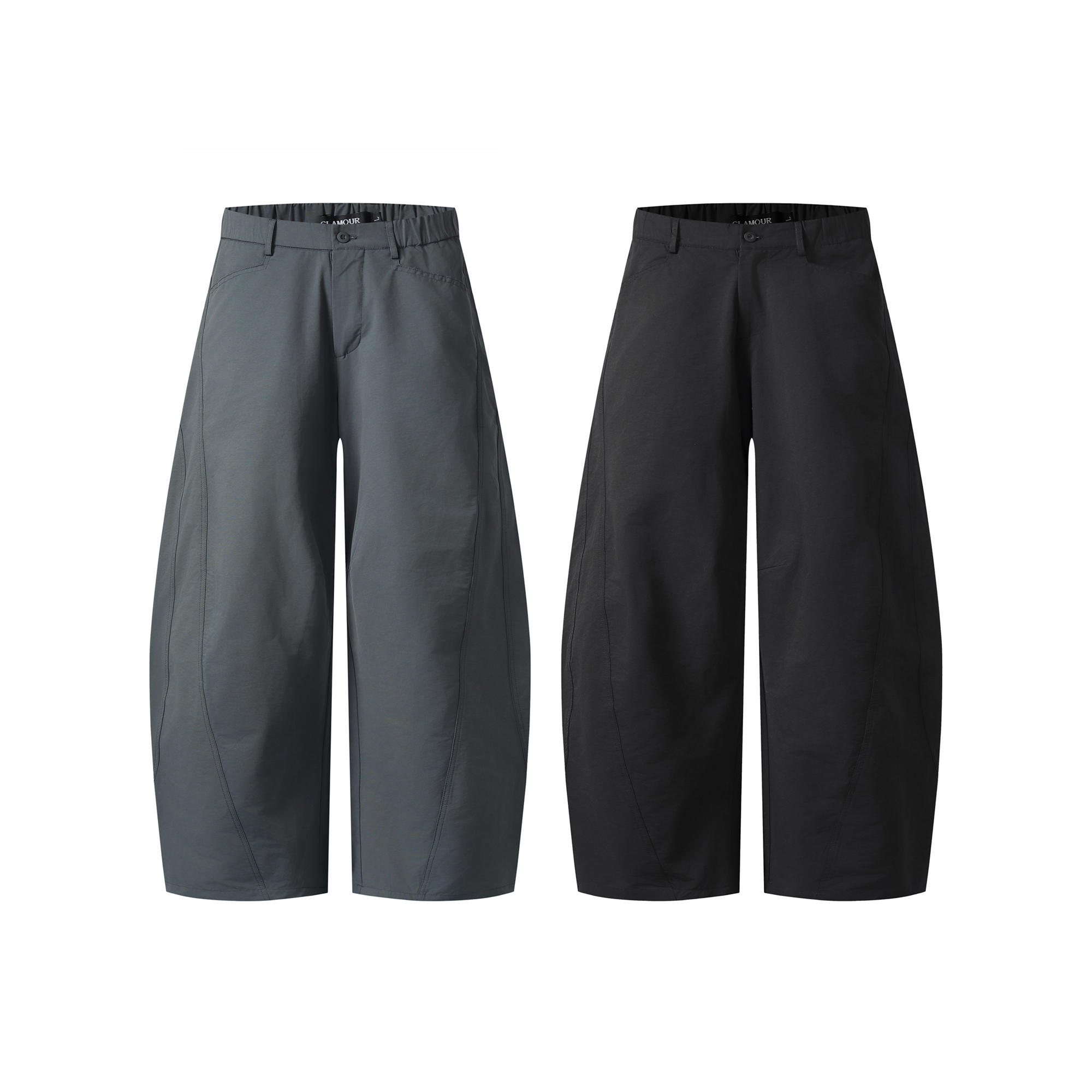 《S.V》剪裁弧線尼龍彎刀褲