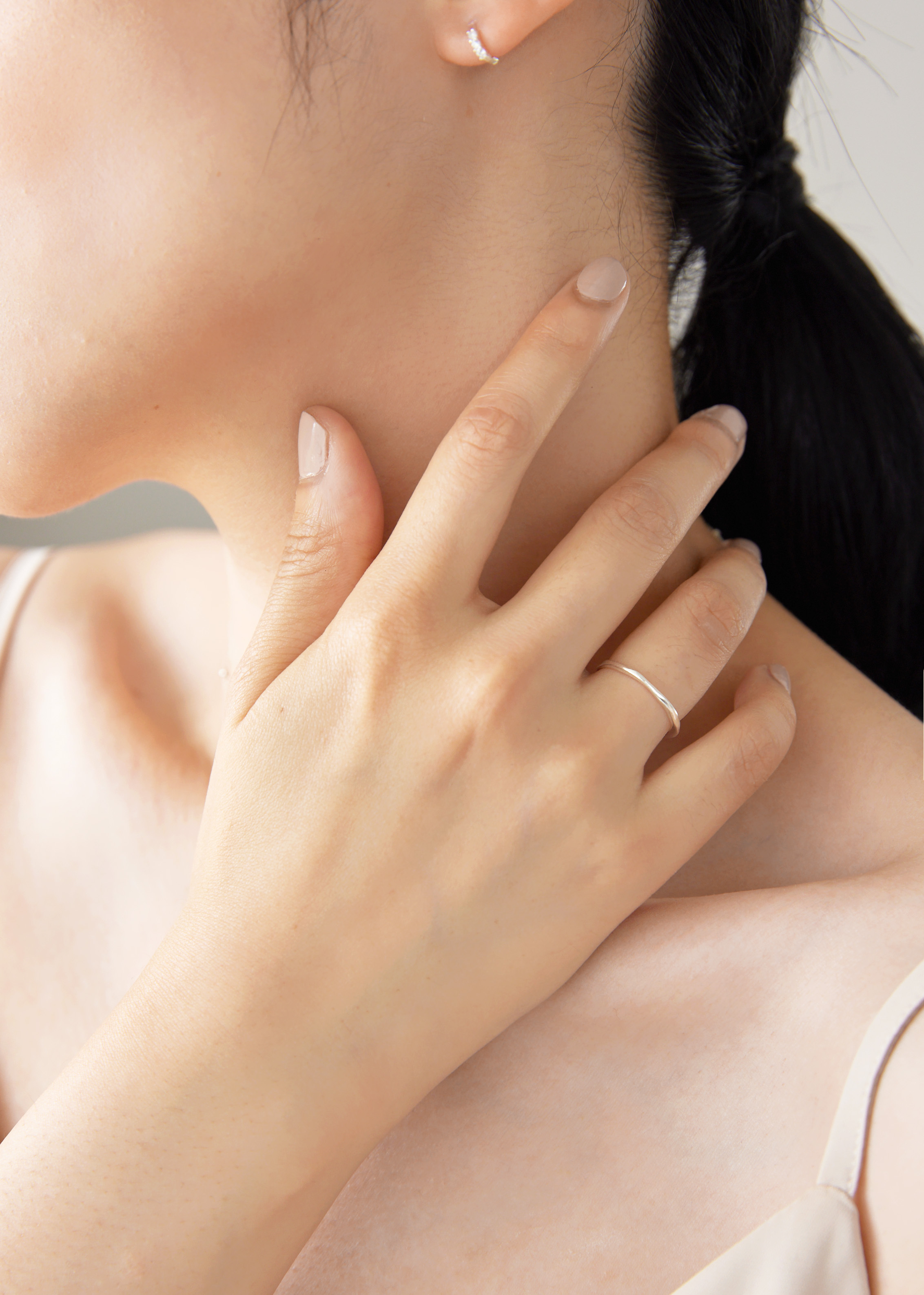 流線不規則純銀戒指