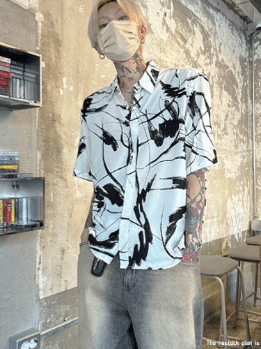 南方繪畫雪紡短袖襯衫