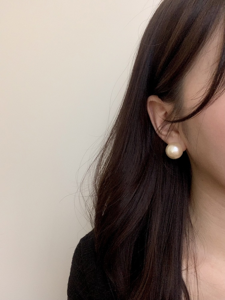925純銀霧面拉絲珍珠耳環