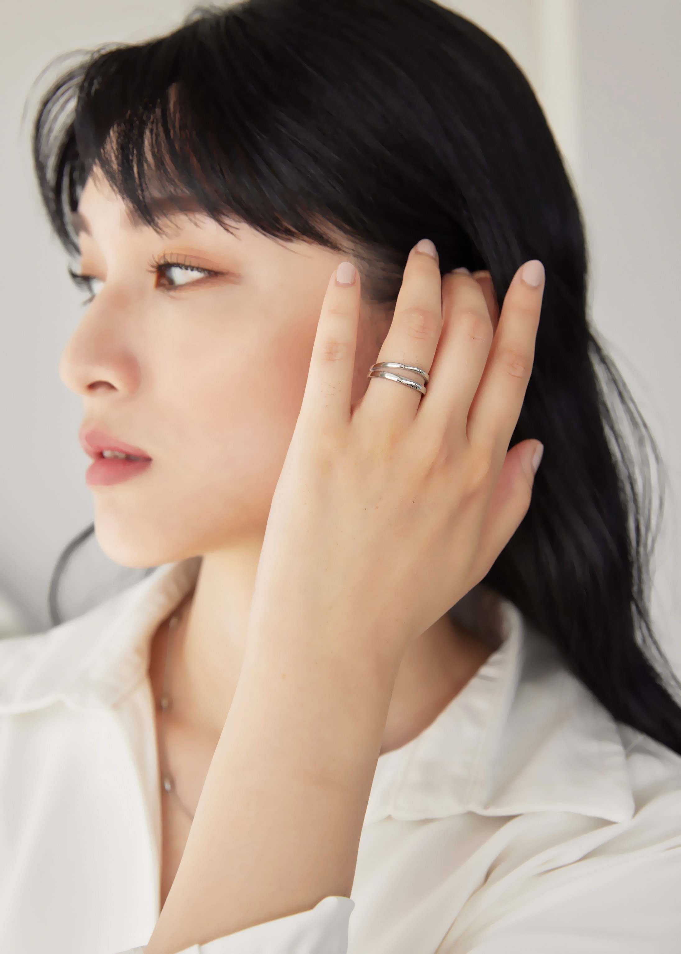 雙層簍空醫療鋼戒指-銀