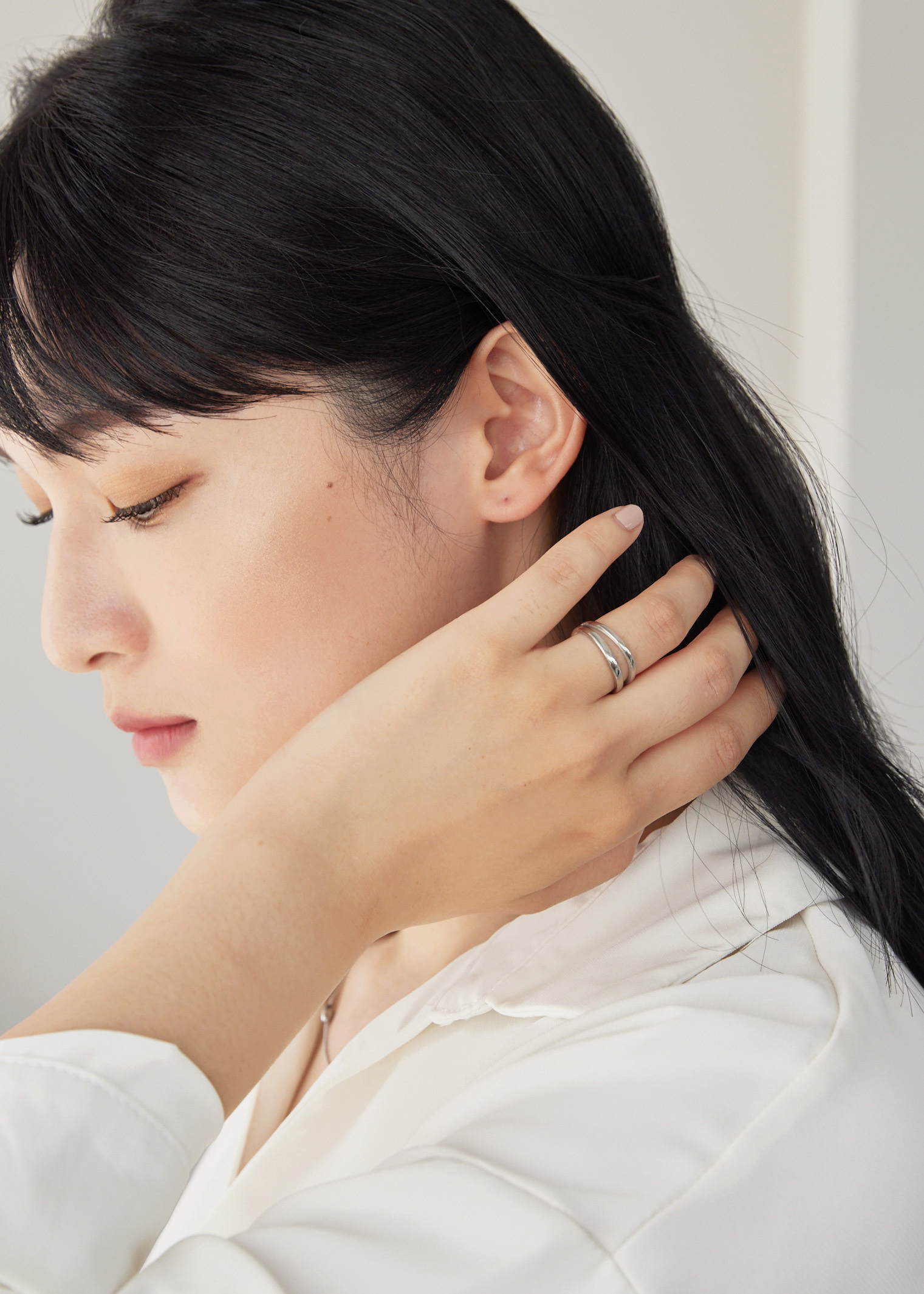 雙層簍空醫療鋼戒指-銀