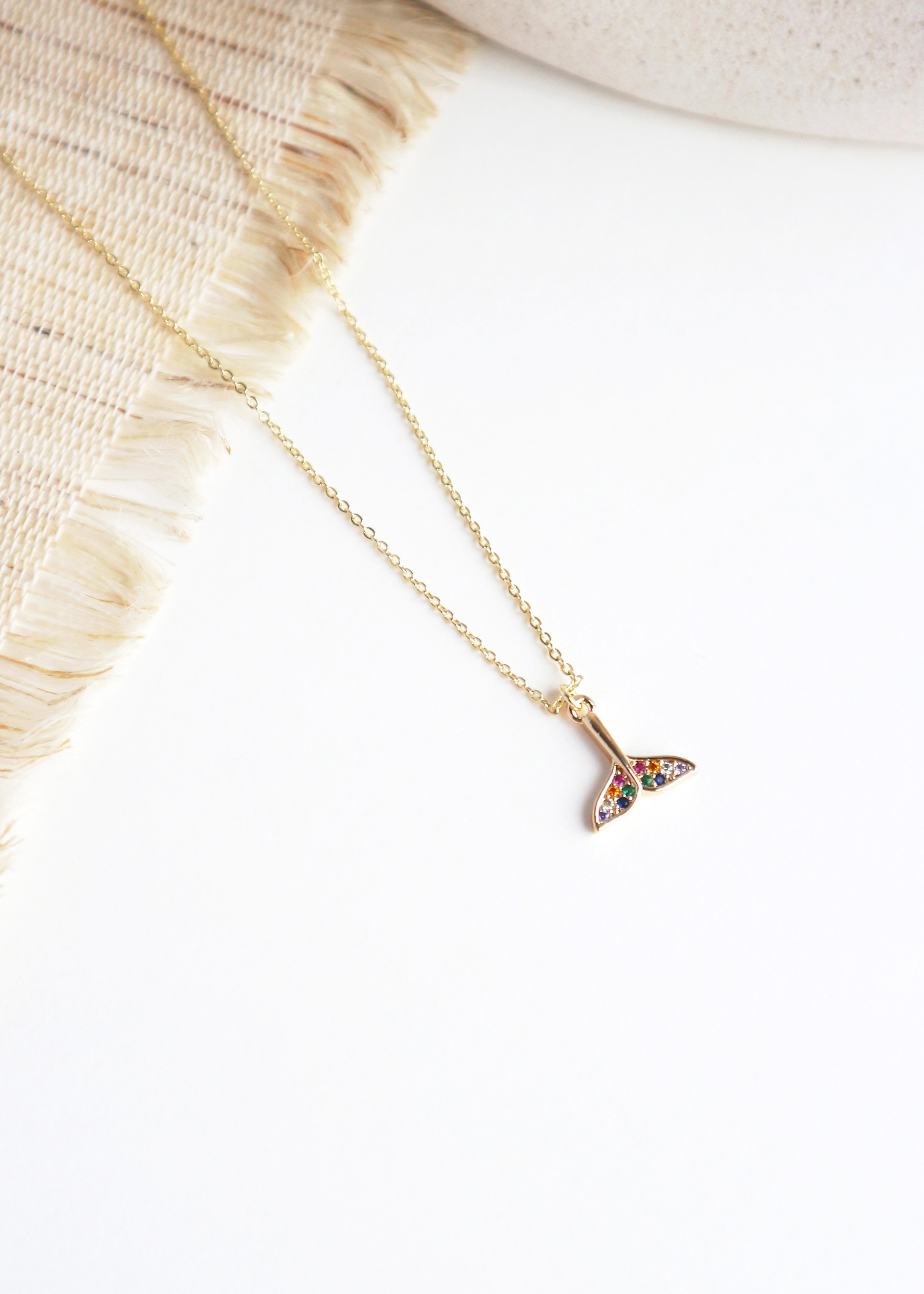 彩鑽人魚尾巴項鍊