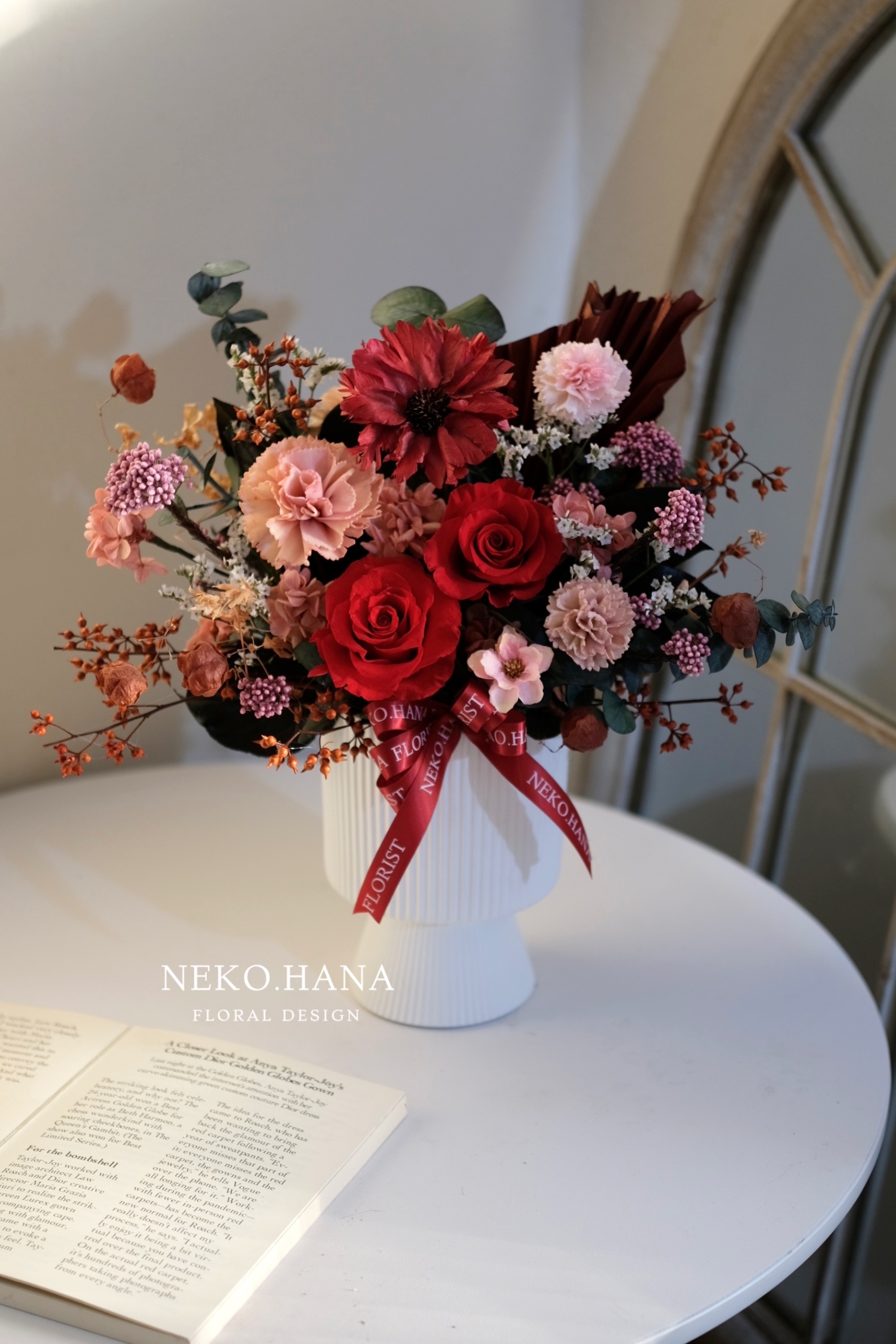 紅色系康乃馨永生盆花