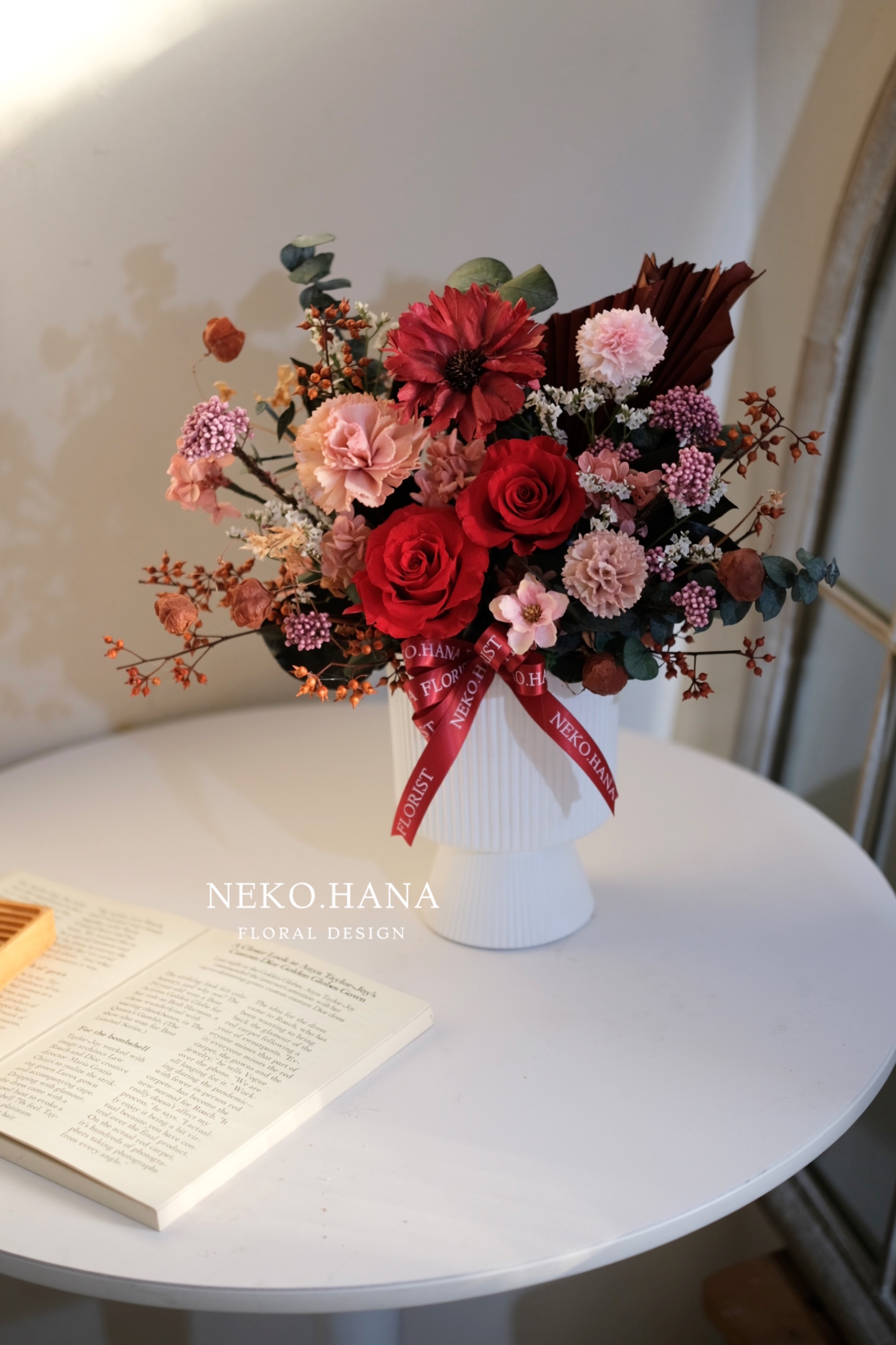 紅色系康乃馨永生盆花