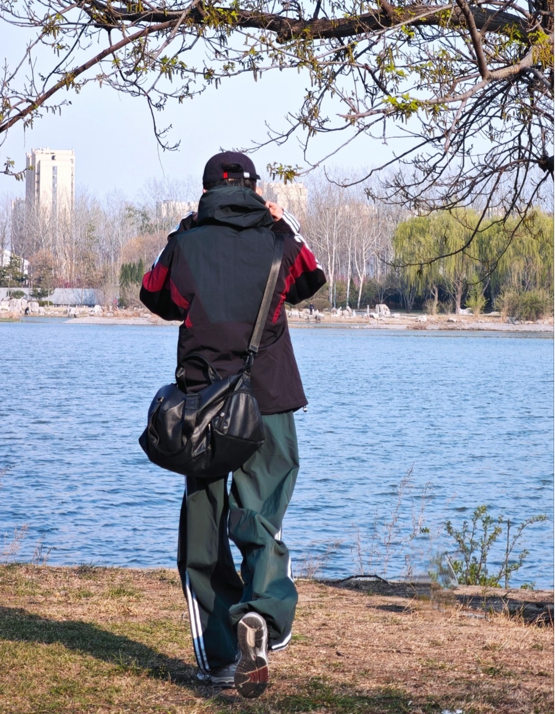 adidas WINDBREAKER BLOCK 條紋運動外套 暗綠/黑 男款