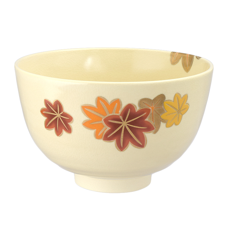 日本製 抹茶碗 紅葉 藤山作