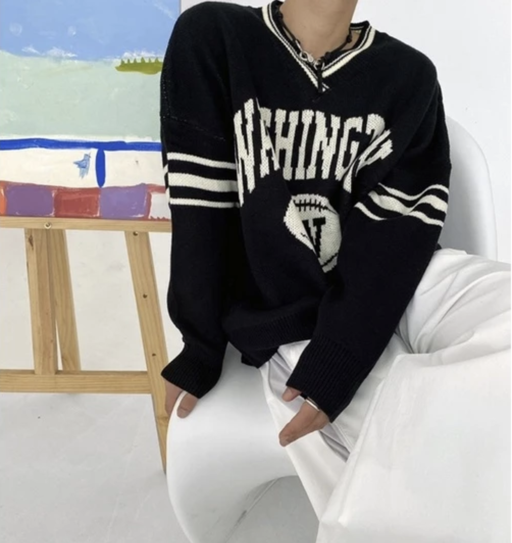 🇰🇷韓國 HOLYINCODE (SALE)  美式足球風格針織毛衣 針織衫 長袖 衛衣 保暖 街頭 運動風