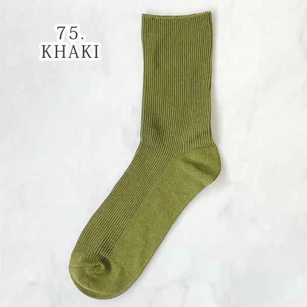 Gloria羅紋彩色中筒襪子 (75. Khaki)