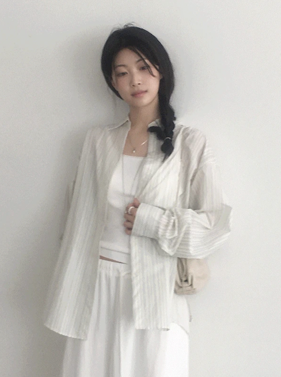 預訂｜SLOWAND #SLOWMADE 鋼筆筆觸感不規則條紋恤衫 (3 Color)