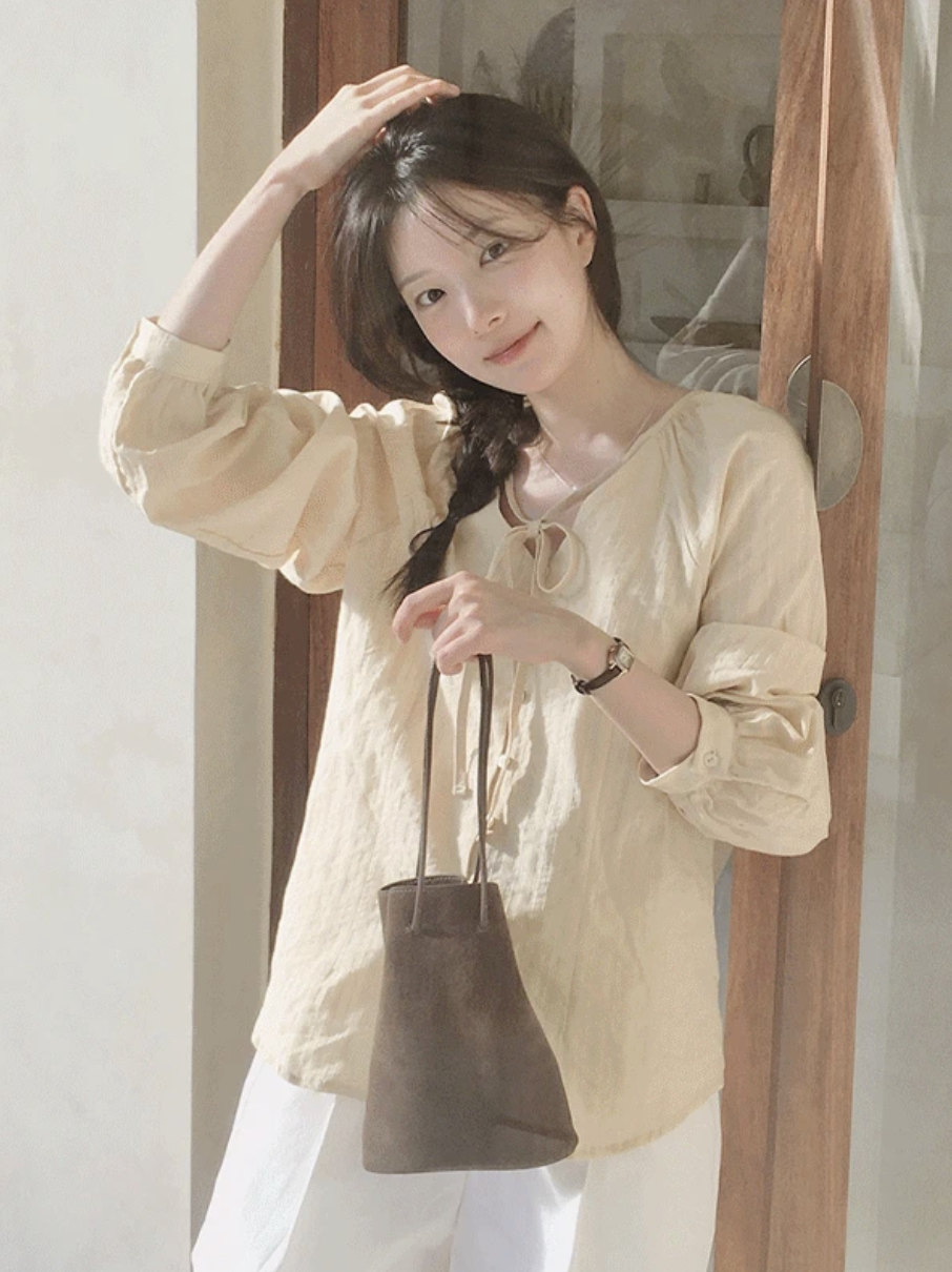 預訂｜SLOWAND #SLOWMADE 蝴蝶結設計棉質恤衫 (2 Color)