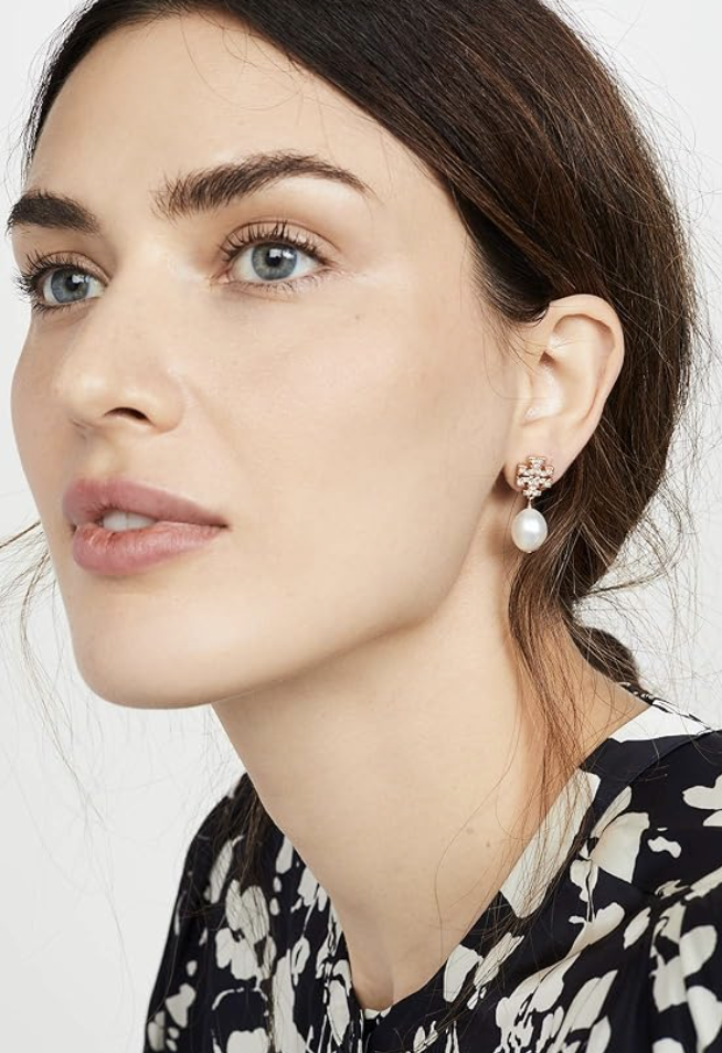 TORY BURCH Kira Pave Pearl Drop Earrings