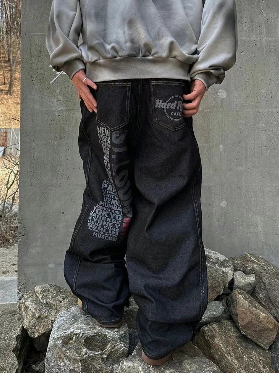 英文字鬆身牛仔褲 SCOPE-087P