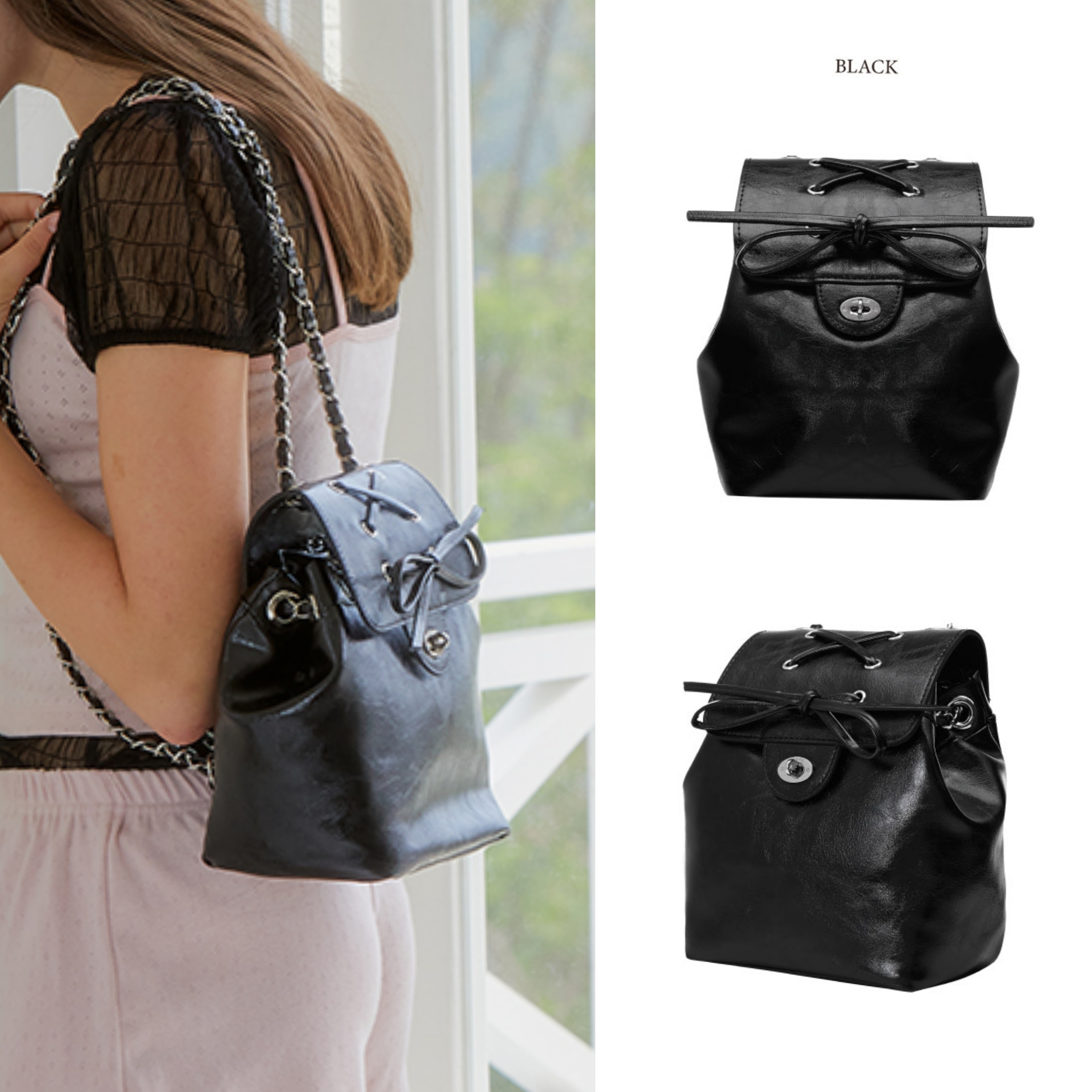 ★ANOETIC★ ANC RIBBON CLASSIC BACKPACK_BLACK Anoetic] ANC RIBBON CLASSIC BACKPACK_BLACK