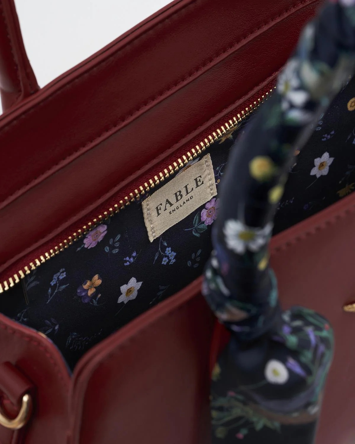 Fable England Burgundy Large Structured Tote 47287