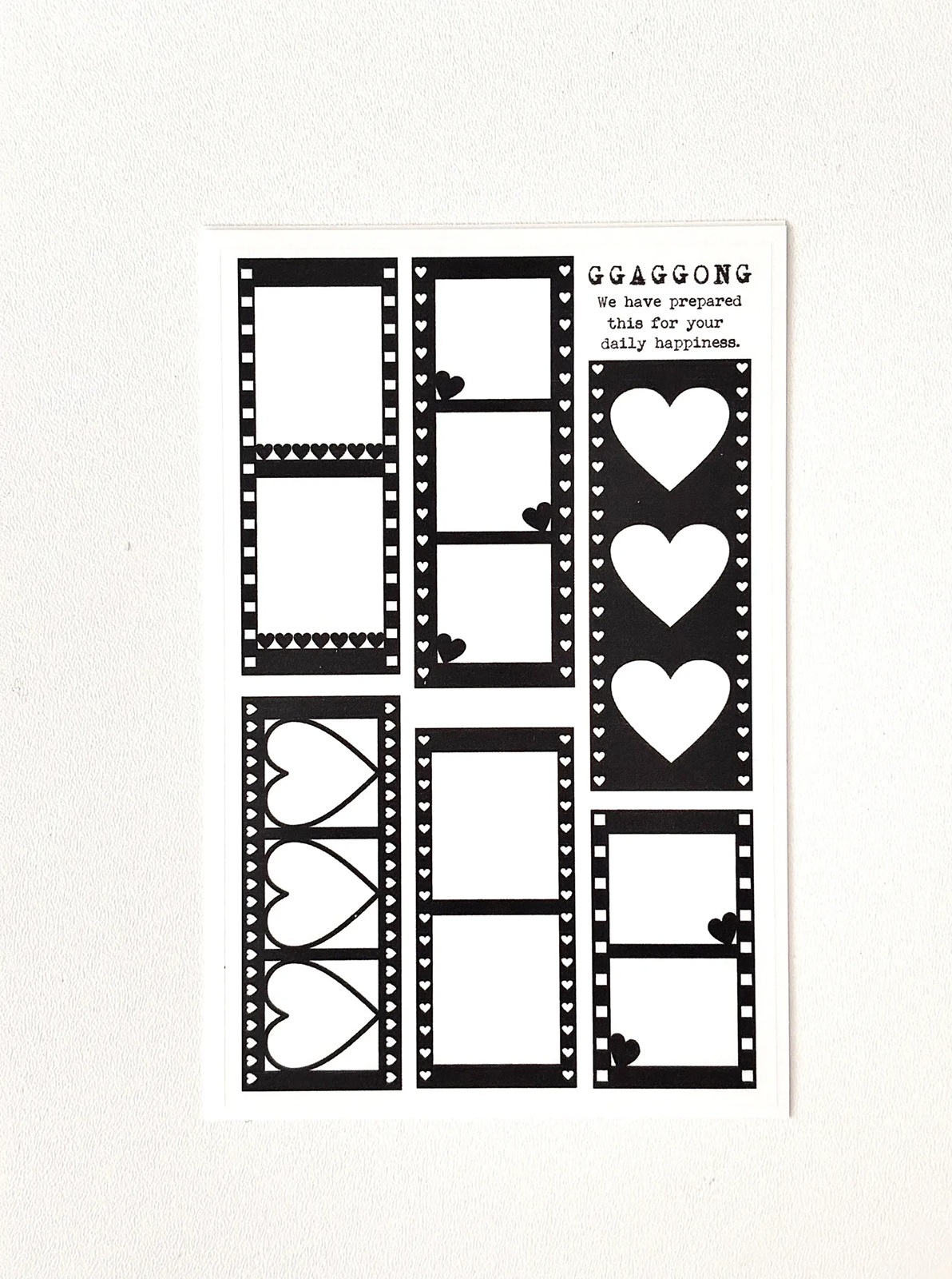 韓國 ggaggong．心形底片 霧面PET貼紙包 共七款