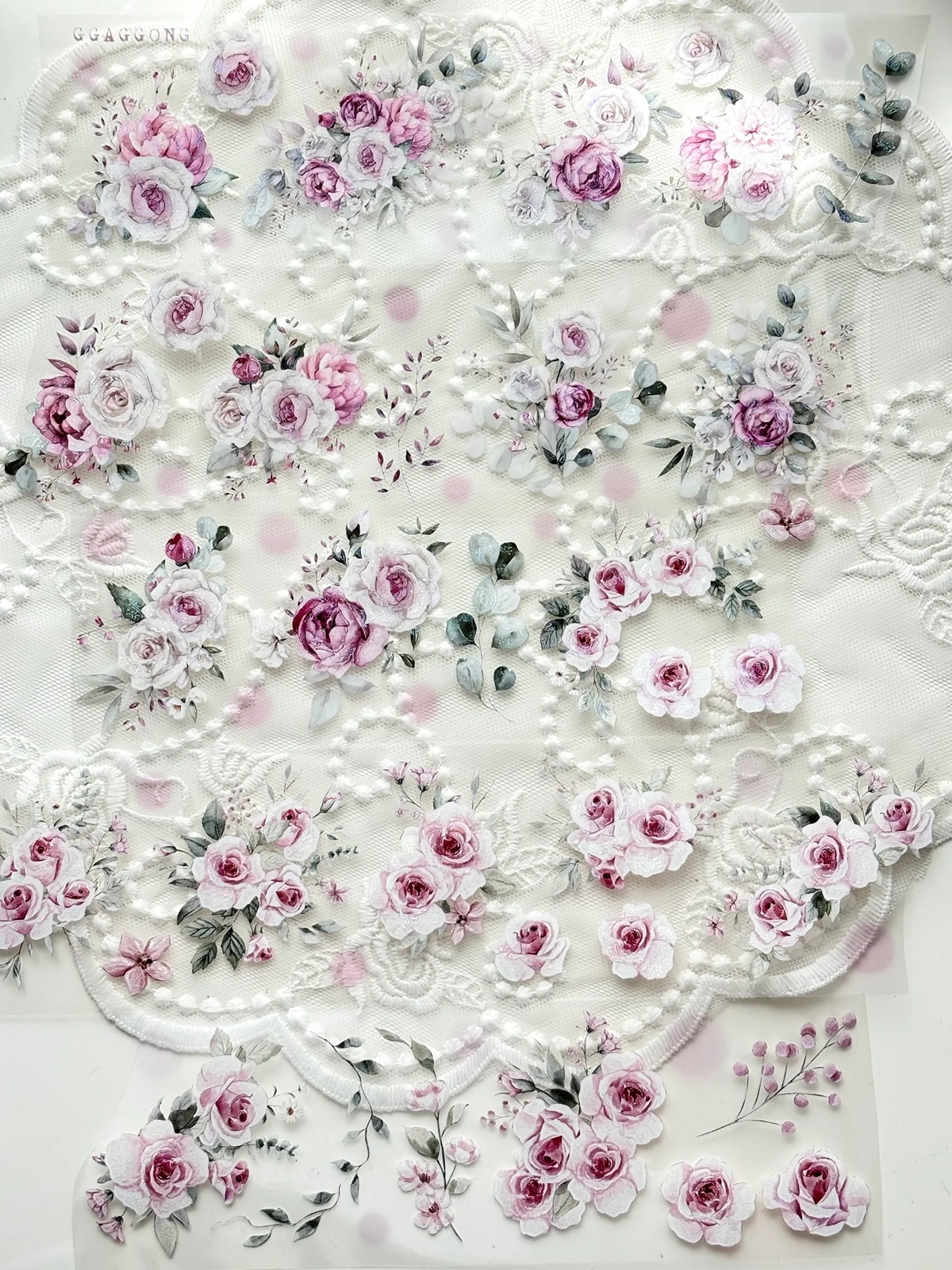 韓國 ggaggong．粉色的呢喃 6cm立體亮面PET紙膠帶 <只有整捲>