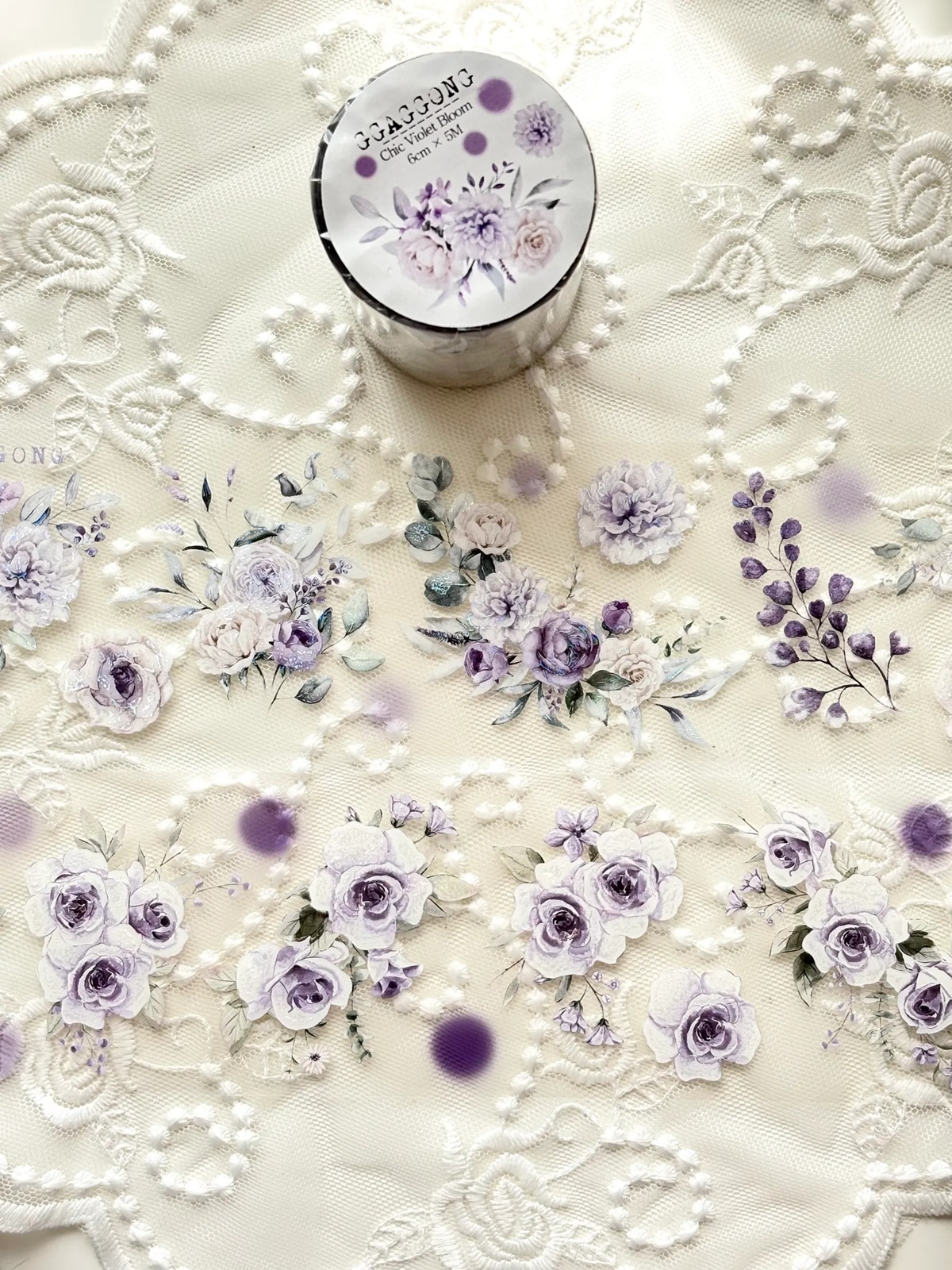 韓國 ggaggong．雅緻紫 6cm立體亮面PET紙膠帶 <只有整捲>