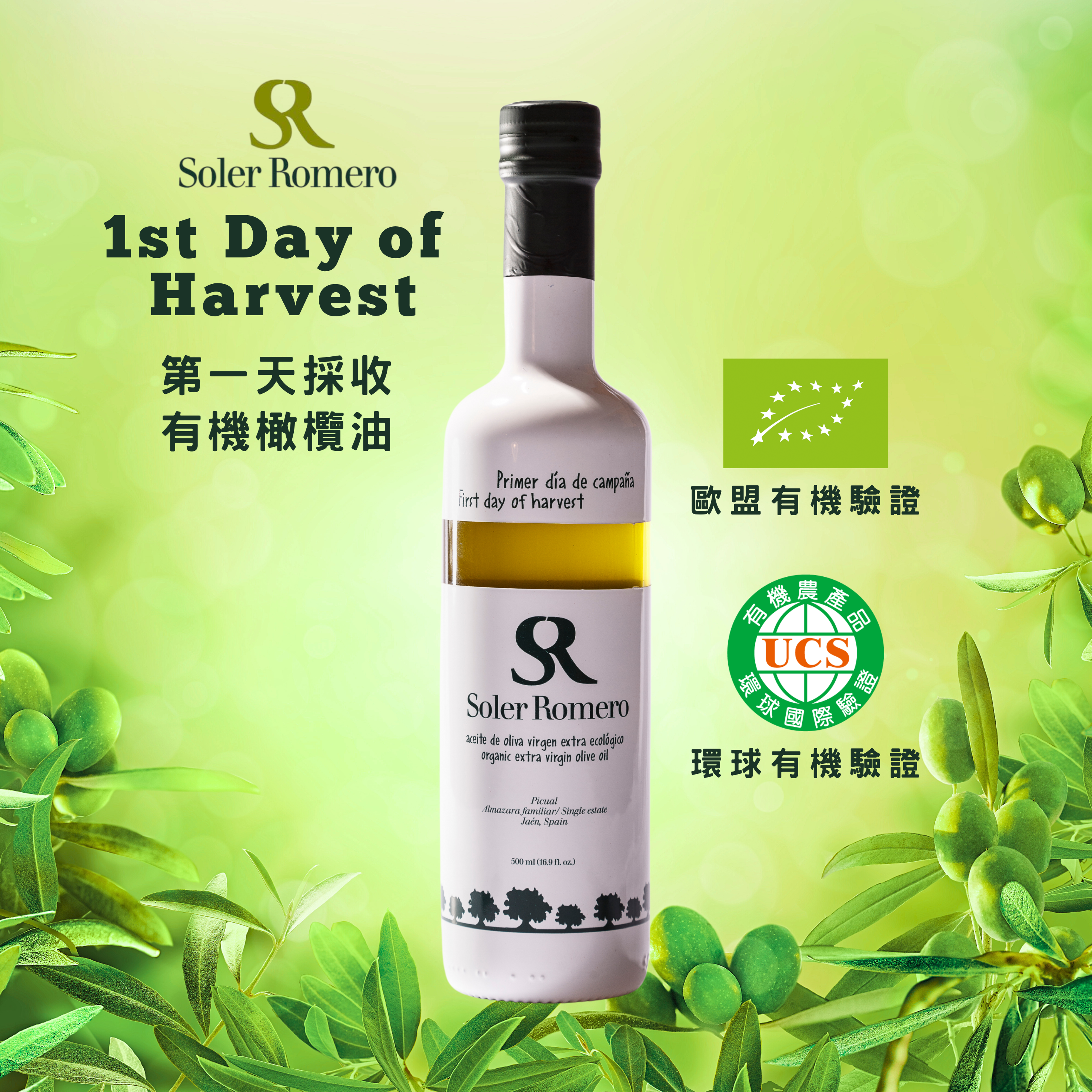 【莎蘿瑪】第一天採收有機橄欖油-500ml