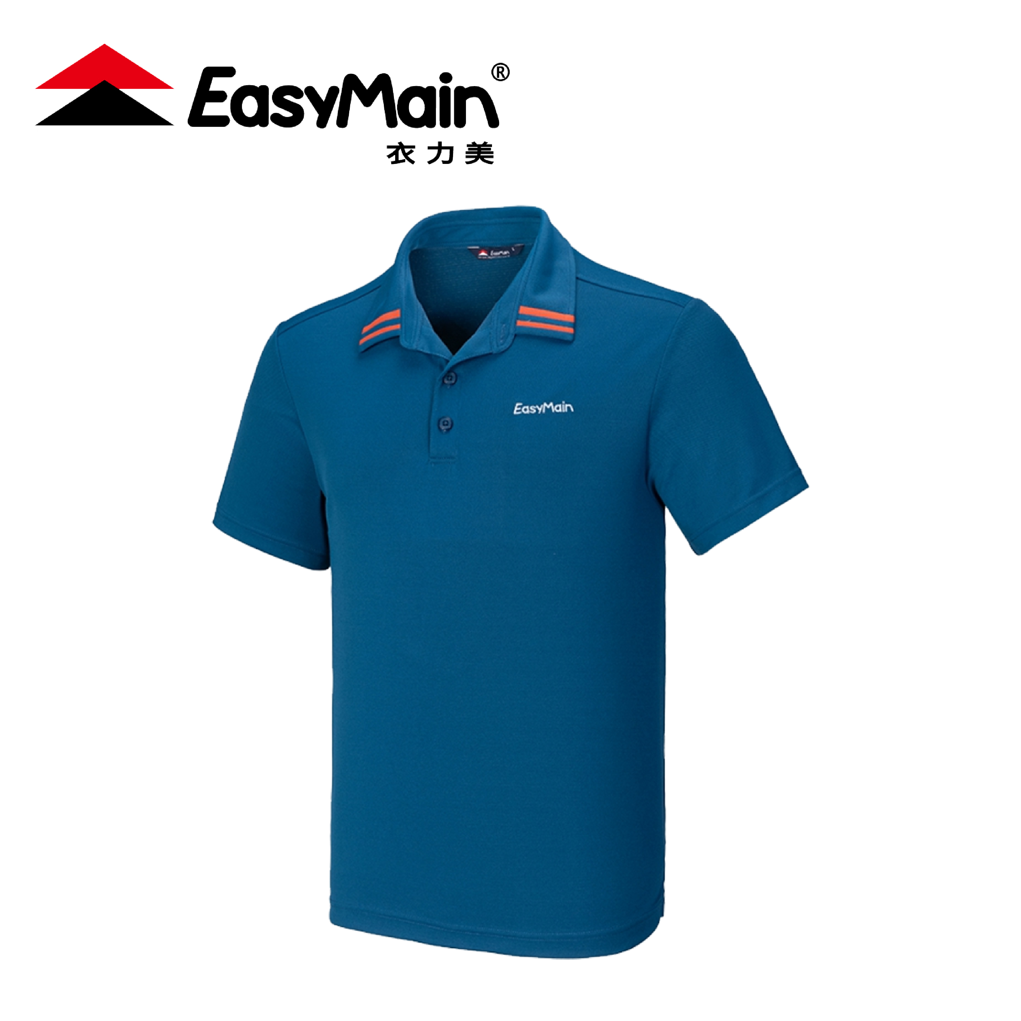 EasyMain 衣力美 調溫防臭無靜電短袖休閒衫 男款 (青藍色) 10EMS25001