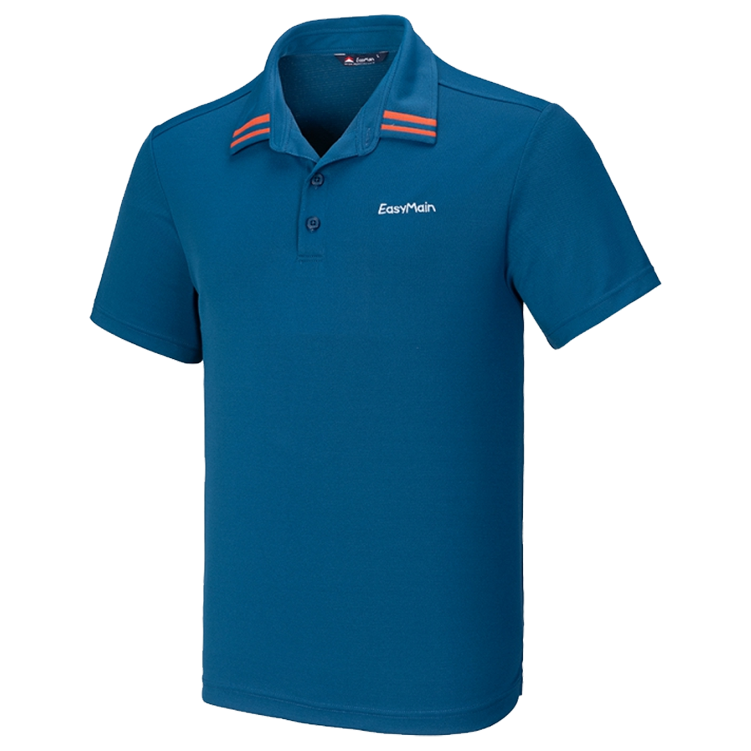 EasyMain 衣力美 調溫防臭無靜電短袖休閒衫 男款 (青藍色) 10EMS25001