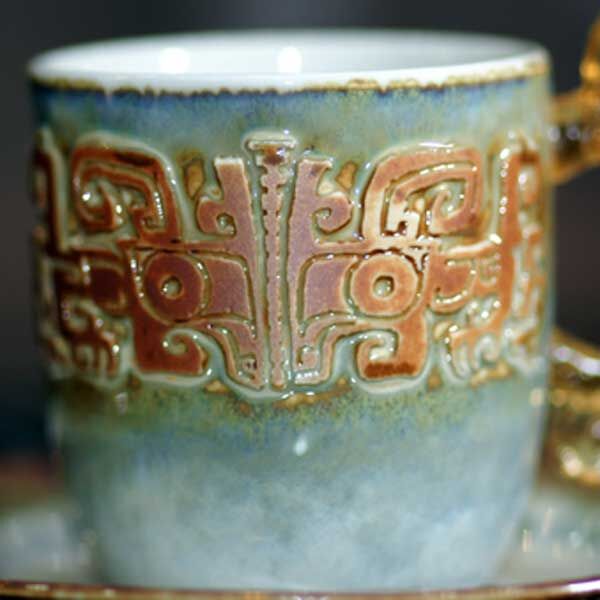 【鹿港窯】陶瓷琉璃耳-小對杯(雙)【茶末龍紋】