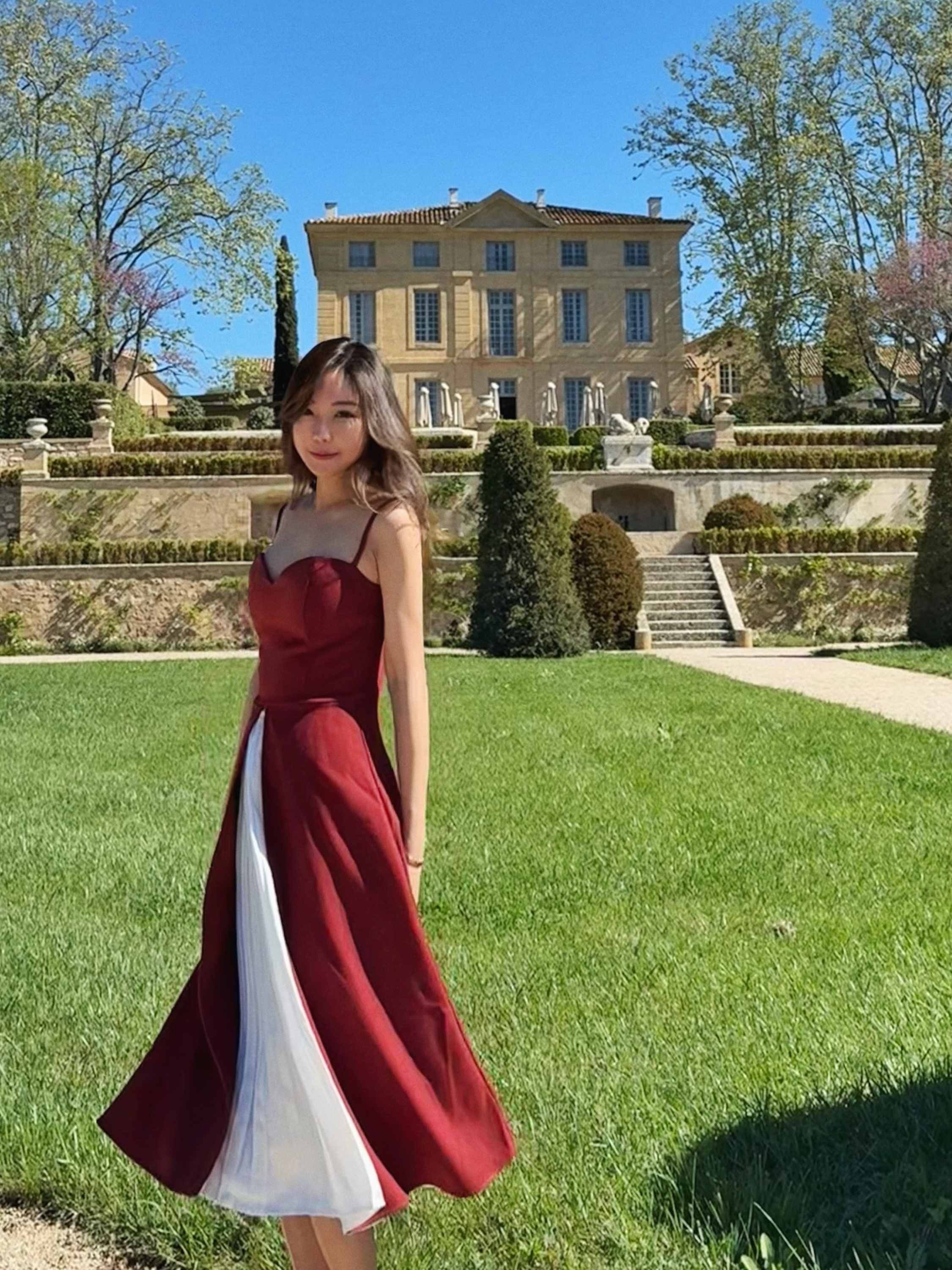 Rose Blossom 綻放玫瑰 細肩帶拼接顯瘦洋裝